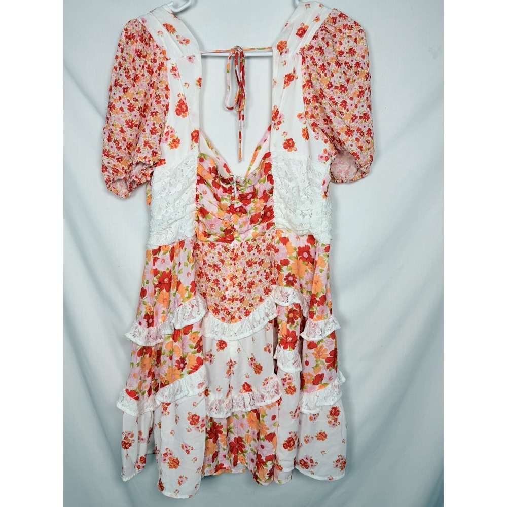 Altar'd State Aderny Floral Patchwork Mini Dress XL Cottagecore Coquette Lace - Picture 7 of 16
